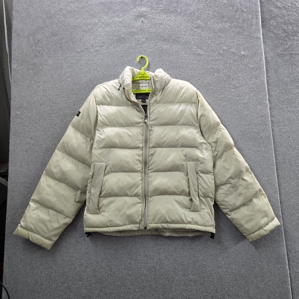 Nautica Jeans Co. Men Jacket LARGE Beige Nylon Puffer Military